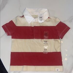 GAP Kids Red and Beige Striped Polo Shirt